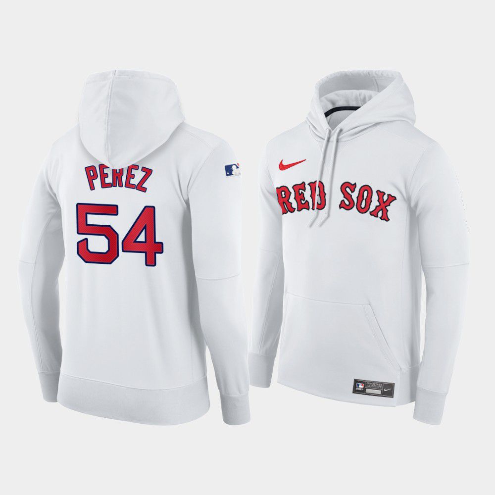 Men Boston Red Sox #54 Perez white home hoodie 2021 MLB Nike Jerseys->boston red sox->MLB Jersey